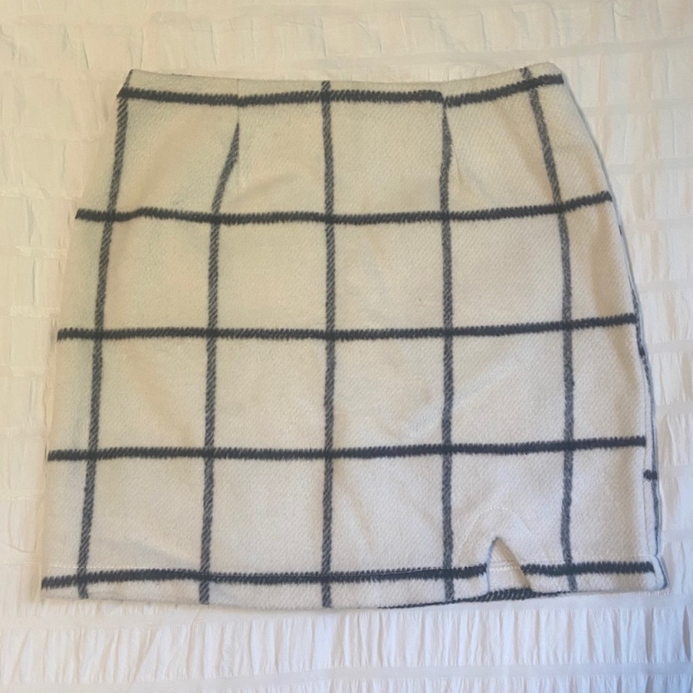 Lulus Wool Style Windowpane Mini Skirt - Size XS